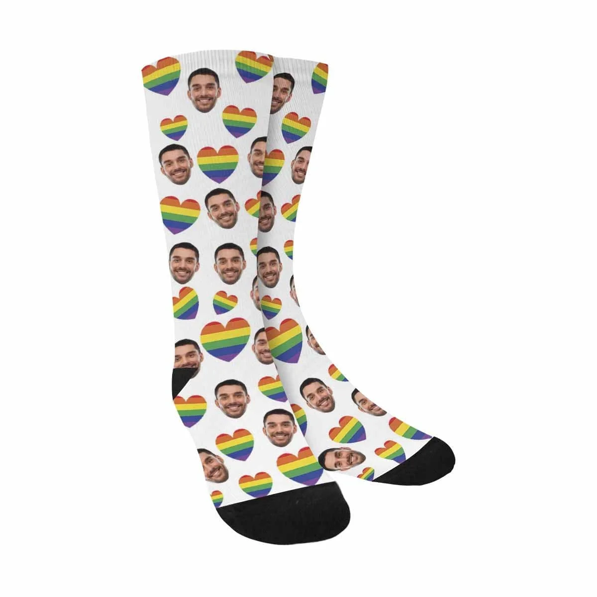 

Custom Face Rainbow Heart Sublimated Crew Socks