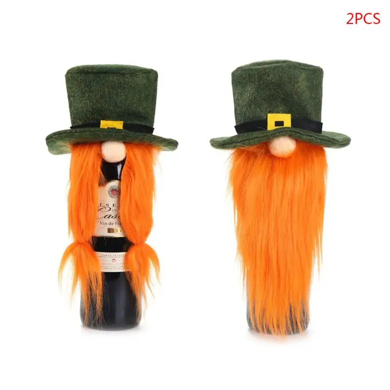 

2pcs Christmas Gnome Faceless Doll Champagne Red Wine Bottle Cover Decoration
