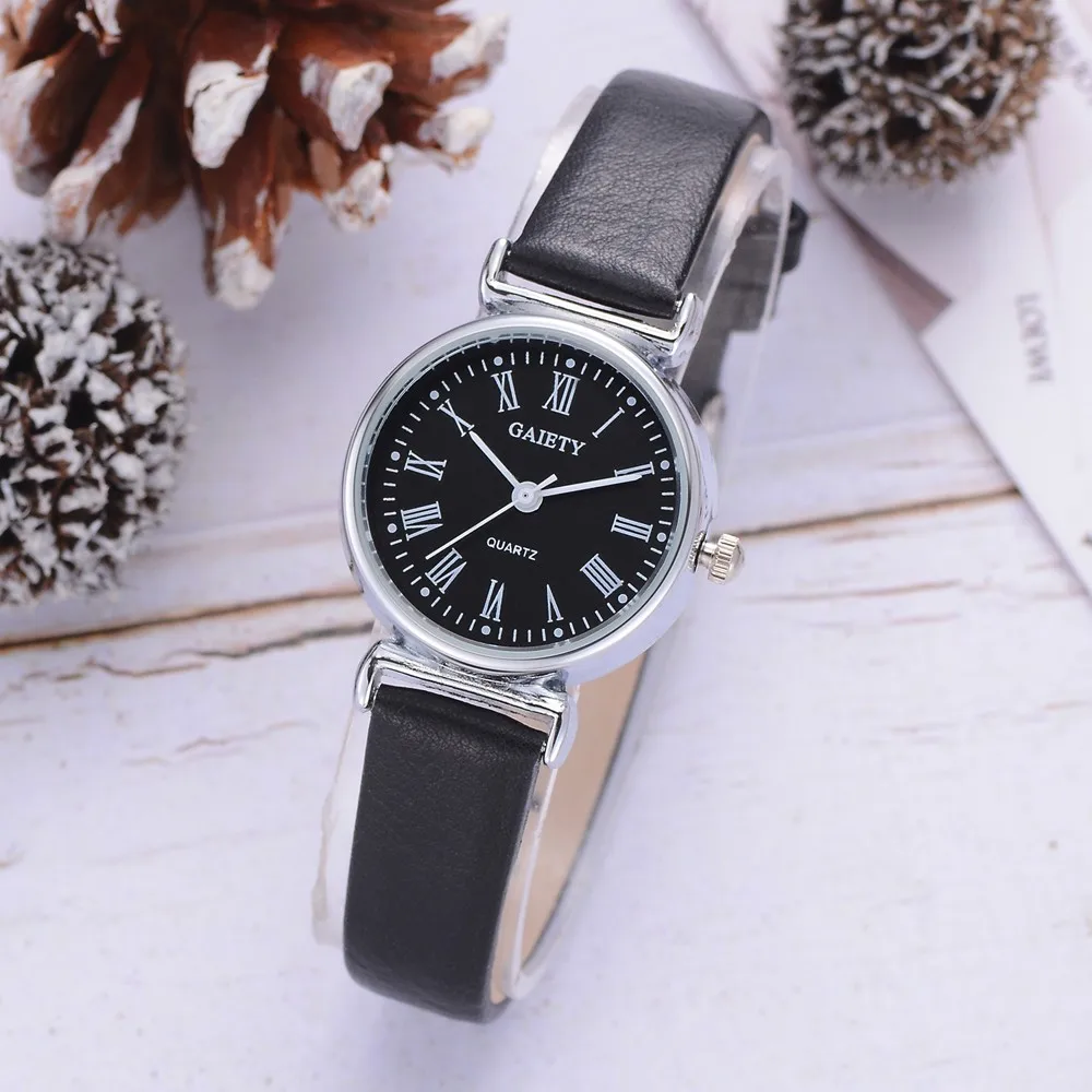 Женские часы модные кожаные аналоговые кварцевые круглые наручные