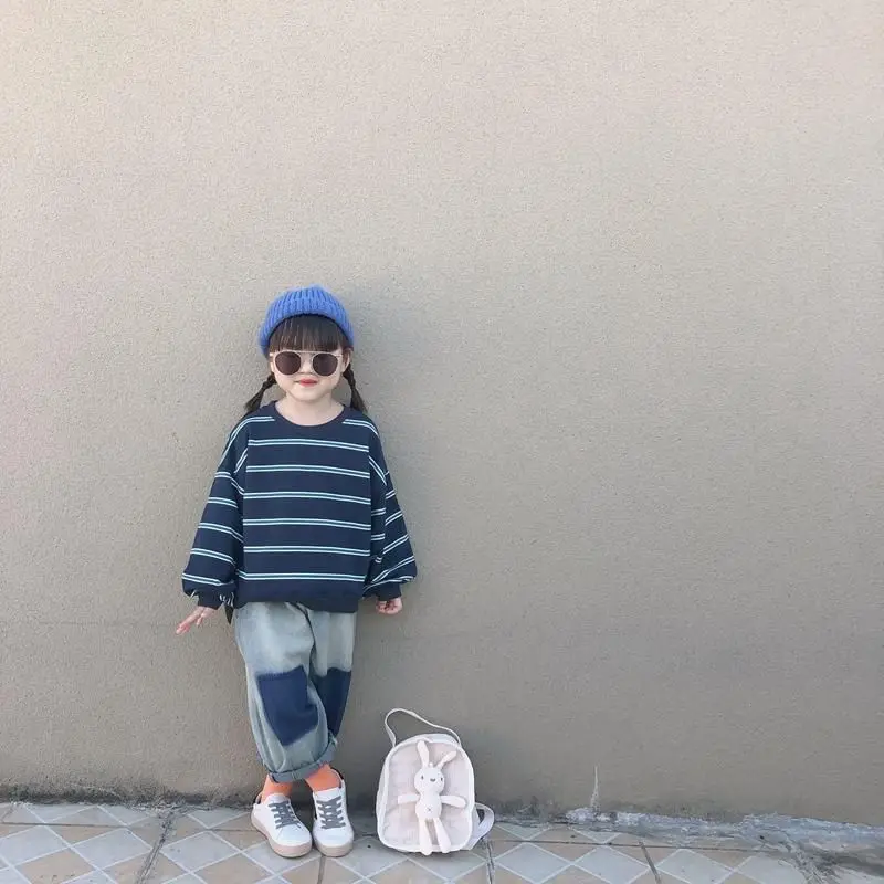 

Sets Full Sleeve O-neck Collar Solid Pullover Regular Cotton New Fashion Cute Lovely Comfortable Warm Spring Autumn Girls Kids