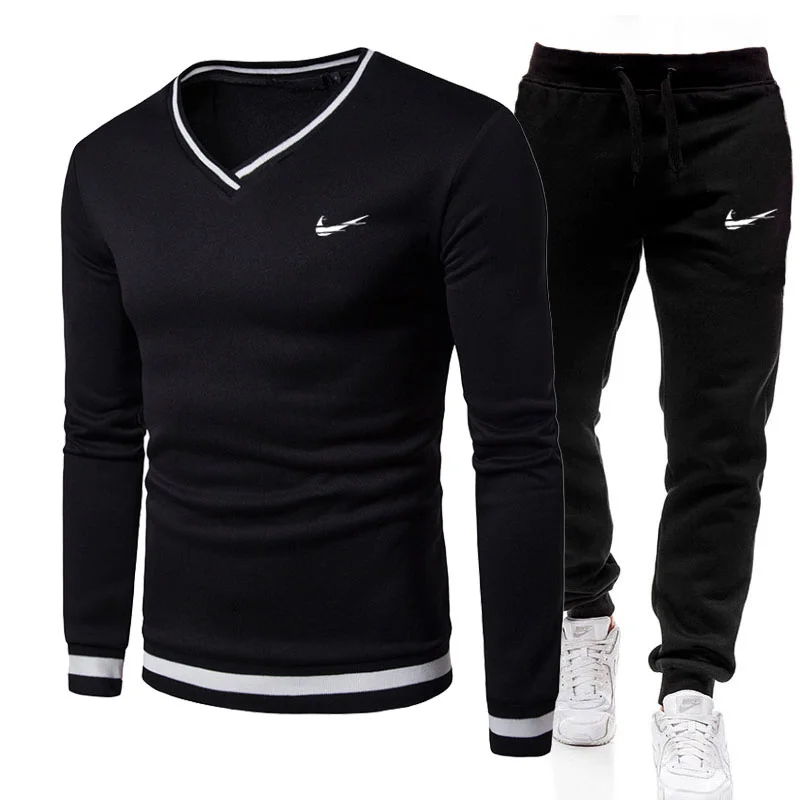 

2021 new Autumn and winter IКNIKEС men's sportswear fitness sweatshirt + Pullover O-Neck 2-piece set leisure suit men hoodie