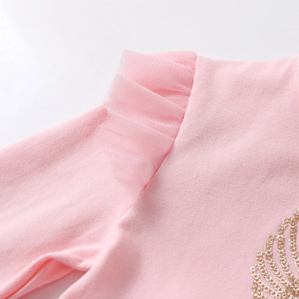 VIKITA Girl Autumn Winter Dress Kids Gradient Long Sleeve Princess Mesh Tulle Unicorn Rabbit Cartoon Elegant Dresses | Детская одежда и