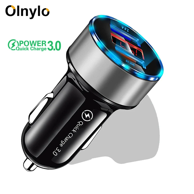 Автомобильное зарядное устройство Olnylo Quick Charge 3,0 Dual USB для iPhone 11 Pro XR XS Max X Xiaomi huawei, зарядное устройство для мобильного телефона, быстрое автомобильное зарядное устройство