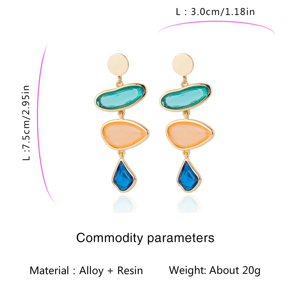 Модные геометрические длинные серьги из смолы для женщин красные синие цвета