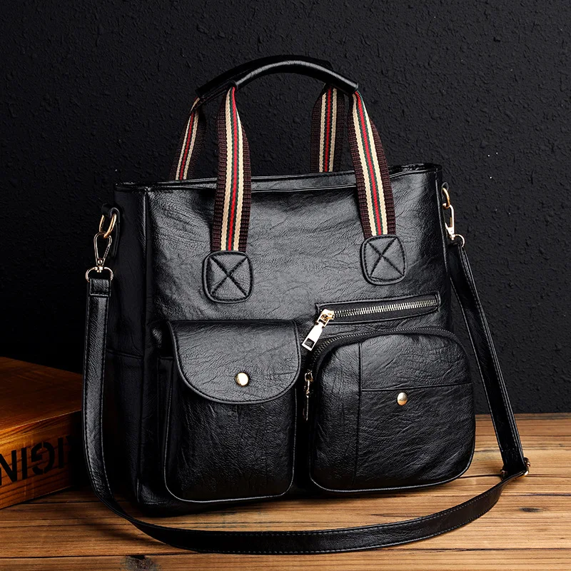 

2021 New Designer Soft Leather Handbag Women Bag Retro Simple Totes Shoulder Bags Fashion Quality Leather Womens Handbags Packs
