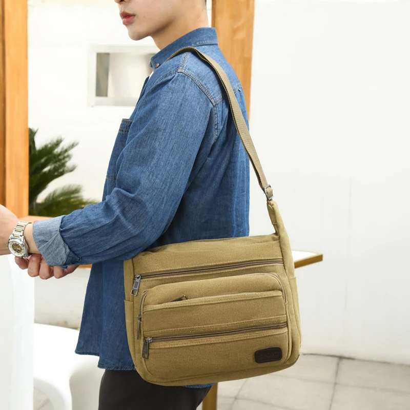 Men Canvas Shoulder Bags Casual Tote Travel Men's Crossbody Bag Luxury Messenger Bags Fashion High Quality Handbag