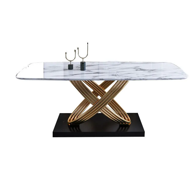 

Bright rock plate dining table post-modern minimalist dining table rectangular dining table and chair combination