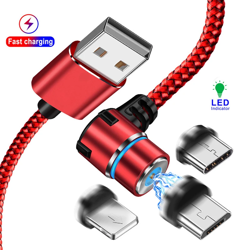 Магнитный 90 градусов mi cro usb type C кабель для iPhone 7 8 Plus X XS Max для Xiaomi Redmi Note 7 mi 8 для samsung S8 S9 Plus Кабель