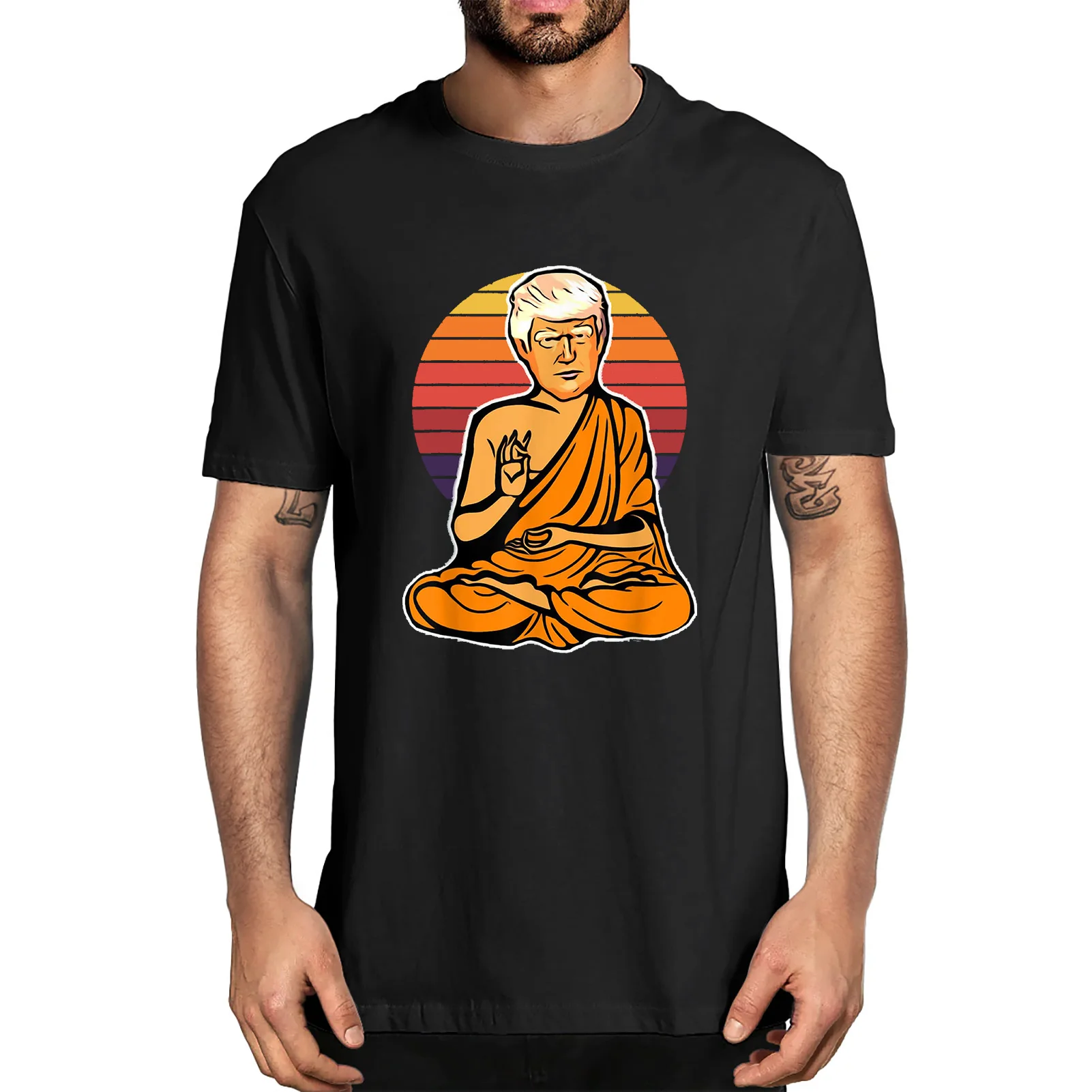 

Унисекс просвещенный Будда Трампа Дональд Трамп Сделайте вашу компанию прекрасной снова винтажная забавная Мужская футболка уличная одеж...