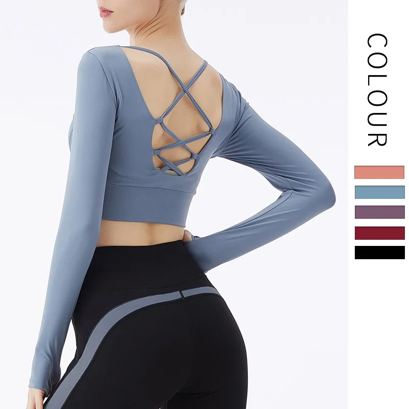 Женский облегающий блейзер для йоги с нагрудными подушечками футболка