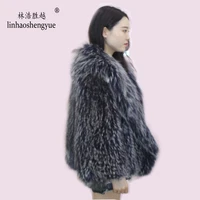 Linhaoshengyue 2020 hot fashion women Real raccoon fur short coat Real fur