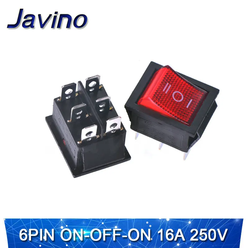 6PIN ON-OFF-ON KCD4 кулисный переключатель корабельного типа кулисный переключатель кнопка питания 4/6PIN красный светильник зеленый светильник 31x25mm16a 250v ВКЛ-ВЫКЛ/ВКЛ-ВЫКЛ-на - Цвет: 6PIN ON-OFF-ON