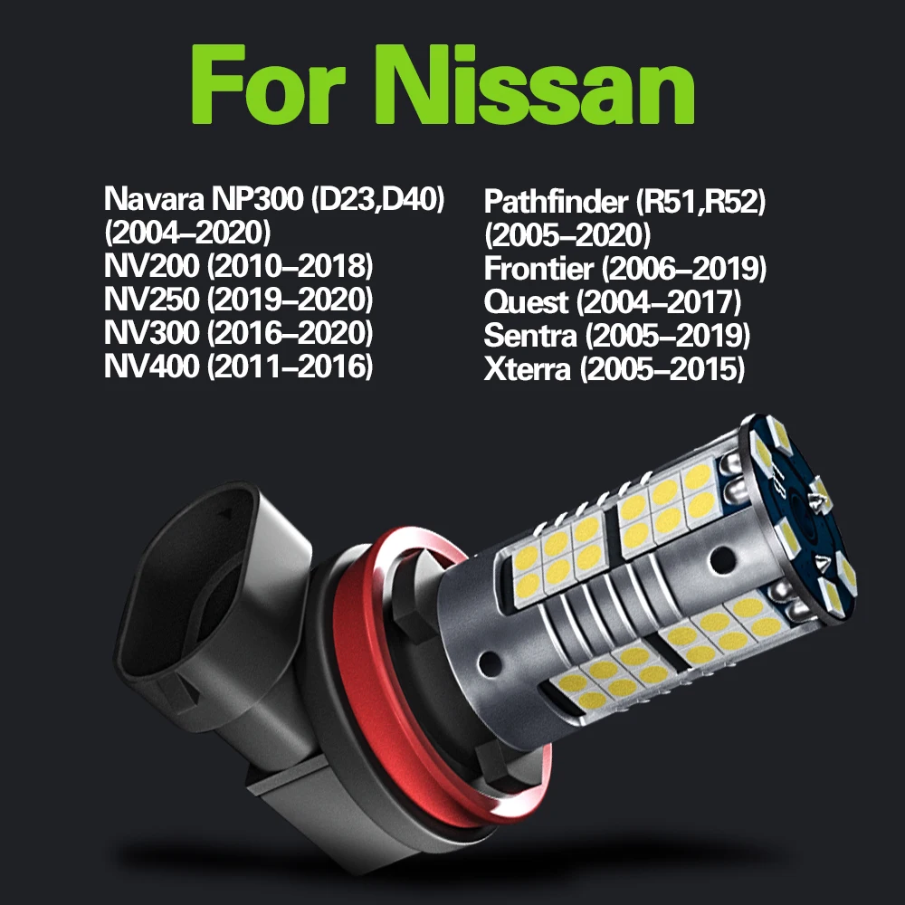 2pcs LED Fog Light H8 H11 H16 For Nissan Navara NP300 D23 D40 NV200 NV250 NV300 Pathfinder R51 R52 Frontier Quest Sentra Xterra - купить по