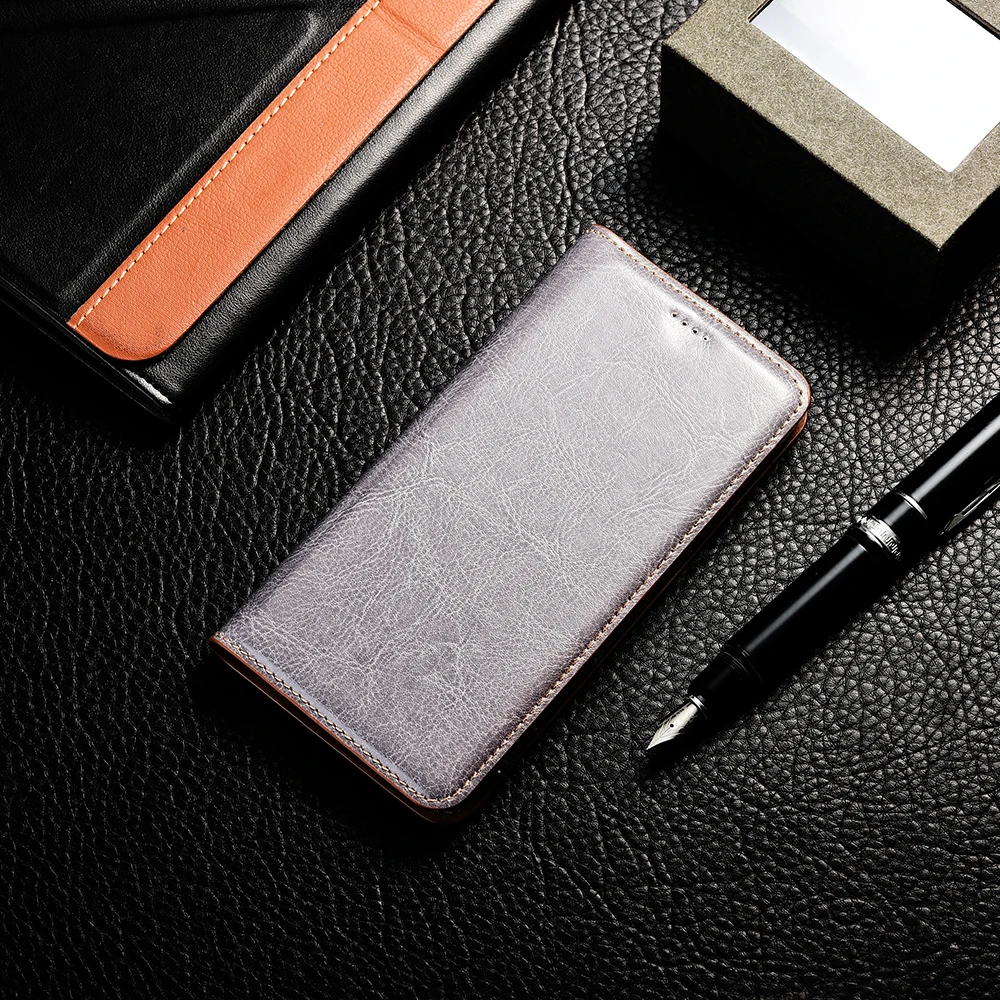 

Crazy Horse Genuine Leather Case For Motorola Moto E6 Plus Mobile Phone Retro Flip Cover Leather Cases