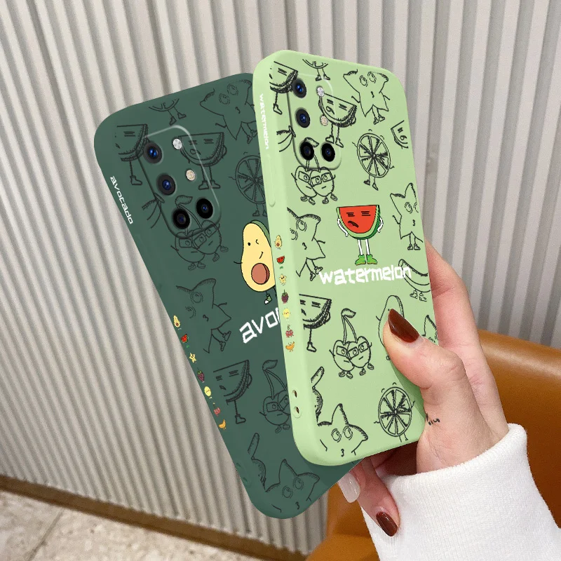 

Smiling Avocados Liquid Silicone Case For Oneplus 8t Camera Protective Soft Phone Back Cover On 9 9pro 9r pro