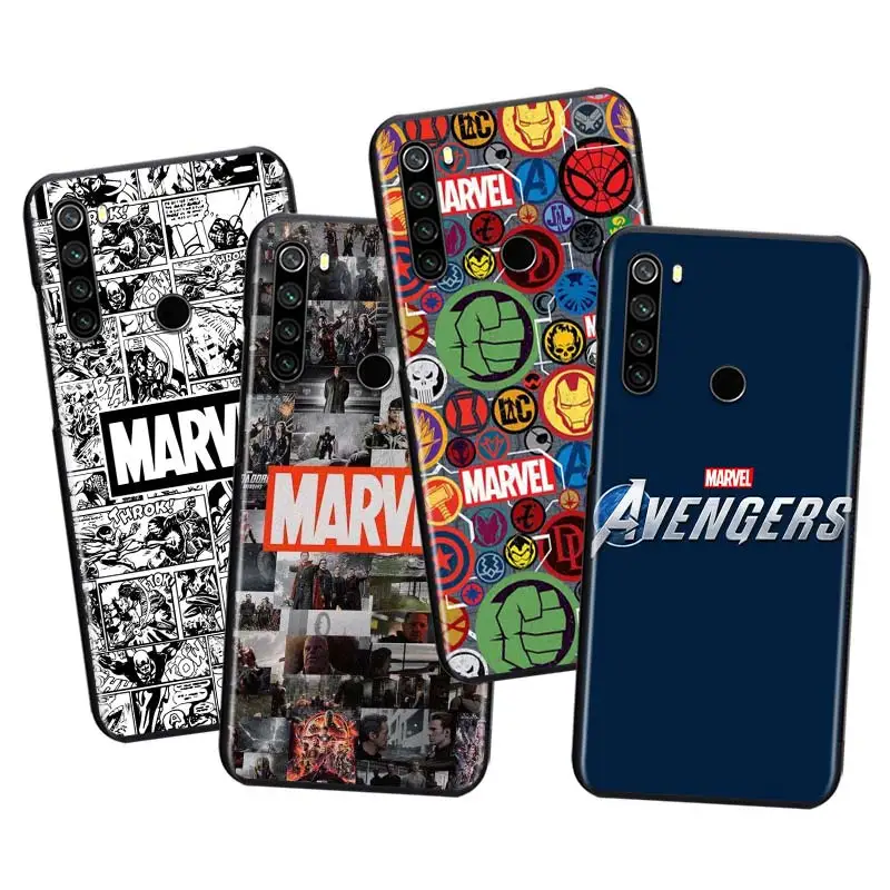 

Marvel Logo Avengers Soft TPU For Xiaomi Redmi Note10 10S 9T 9S 9 8T 8 7 6 5A 5 4 4X Prime Pro Max Black Phone Case