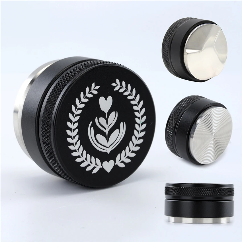 

51/53/58mm Adjustable 304Stainless Steel Coffee Espresso Tamper Macaron Convex Four Angled Slopes Base Thread Distribution Tools