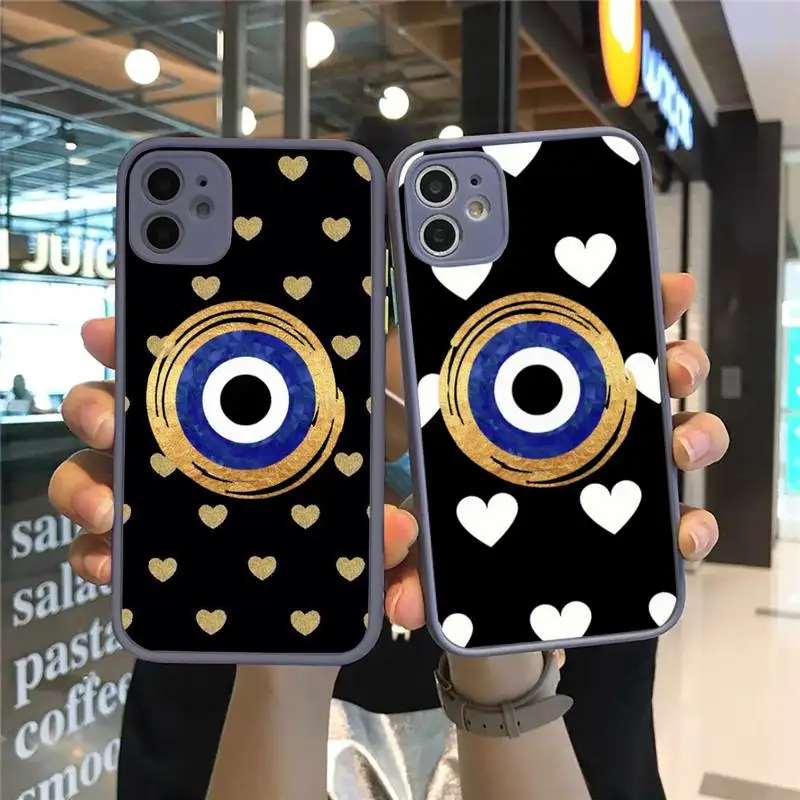 

evil Eye design fashion cool Phone Case Matte Transparent for iPhone 7 8 11 12 s mini pro X XS XR MAX Plus cover funda