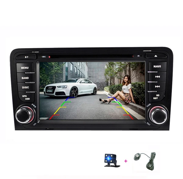 with Reverse camera Платформа Android автомобильный радиоприемник 2 Дина DVD плейер gps радио мультимедиа для Audi A3 8P S3 RS3 2003 2004 2005 2006 2007 2008 2009 2010 2011 - Цвет: with Reverse camera