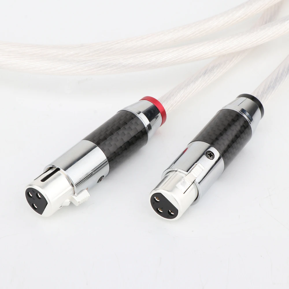 Пара 7N OCC Чистая медь посеребренный Аудио Баланс кабель Hifi XLR с углеродным Fibert
