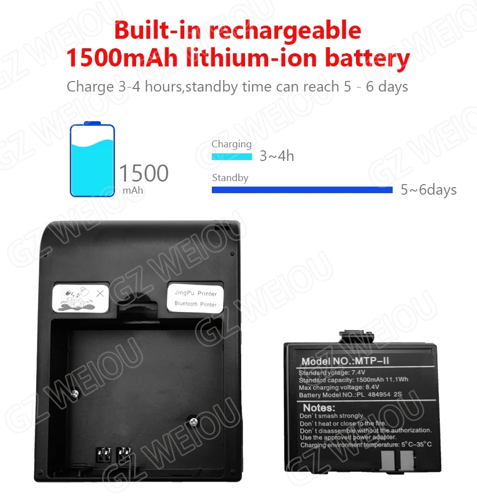 Портативный термопринтер с bluetooth и чеками 58 мм для Android/iOS/Windows|receipt printer|thermal receipt
