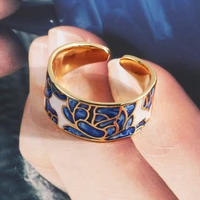 gold ring women ceramics dripping oil enamel adjustable open women ring copper cubic 5a zirconia texture rings woman wholesale