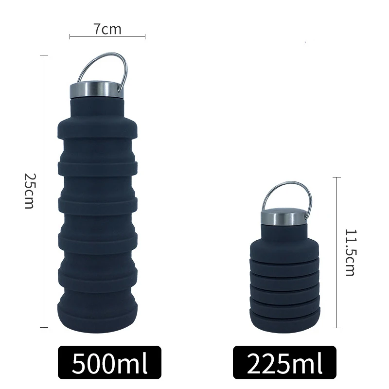 

Portable silicone folding cup 500ml creative cycling sport kettle bottle outdoor retractable silicone glue climbing water cup