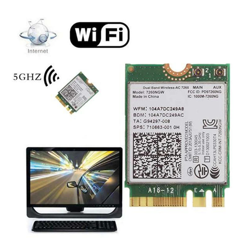 Wi Fi карта для двухдиапазонной беспроводной сети AC 7260AC NGFF Bluetooth 4 0 867 Мбит/с Wlan