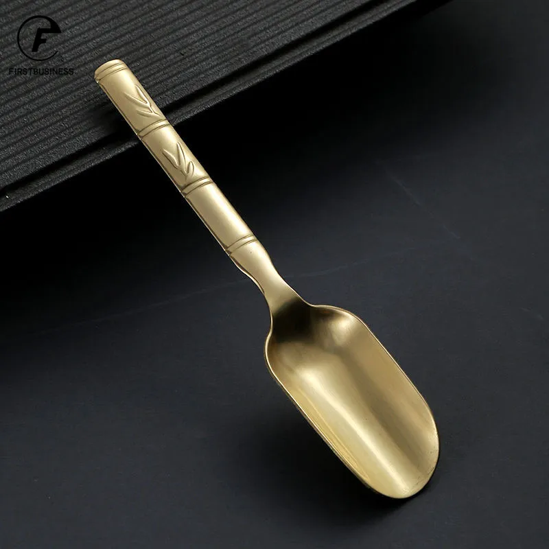 Латунный медный набор посуды ложка чайная десерт кофе мороженое ложки кухонные