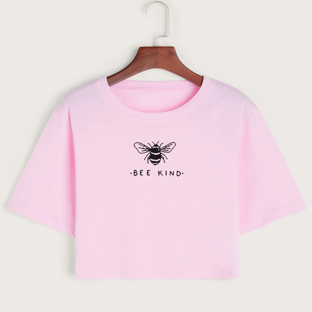 

Bee Kind Kindness Women's Crop Shirt Cropped T-Shirt Crop Top Tee Summer Short Sleeve Cotton Tops Female Girls Graphic T-Shirts