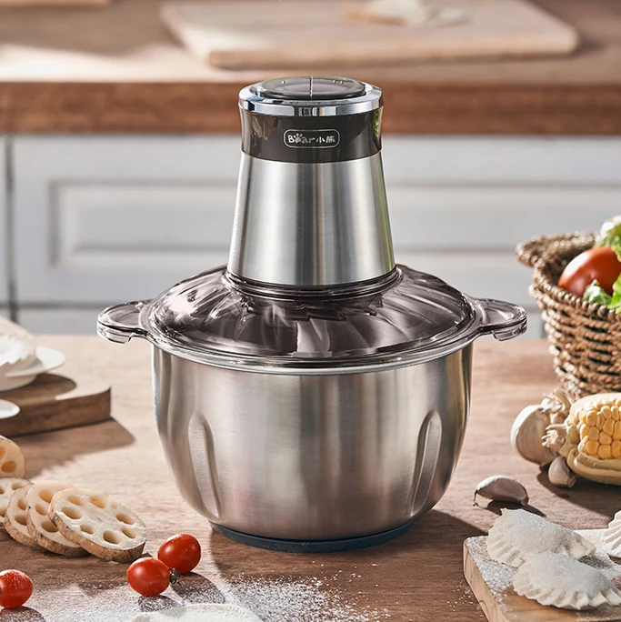 Нержавеющая сталь Электрический измельчитель Мясорубка 2.5л емкость кухонный