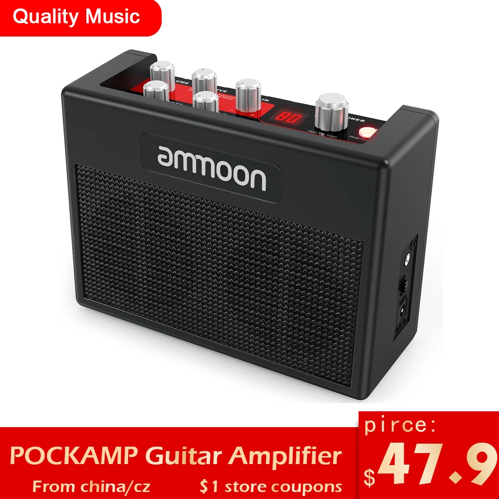 Усилитель для гитары Ammoon POCKAMP встроенный мультиэффект 80 барабанных ритмов