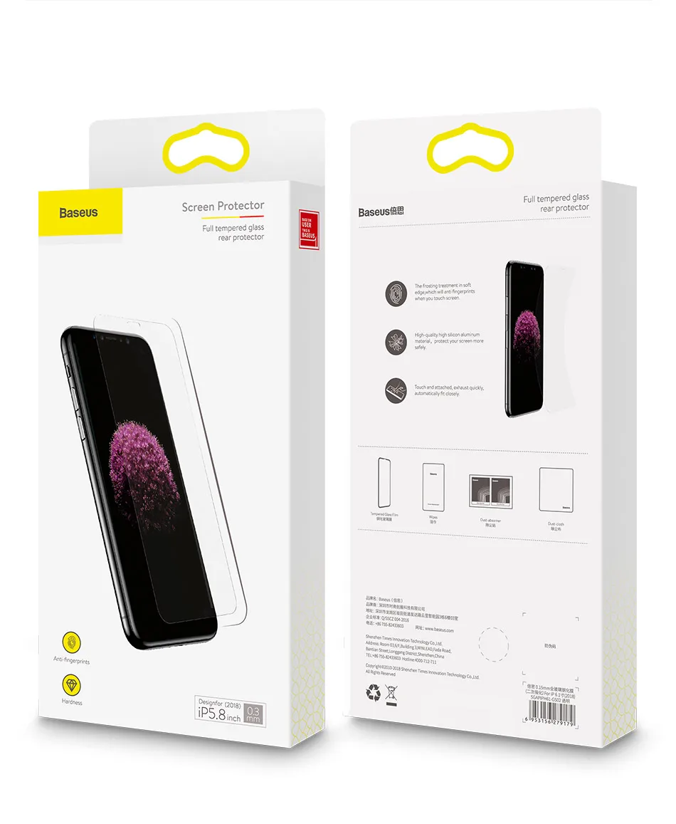 Baseus для iPhone X Xs max Xr закаленное стекло 0,3 мм Ультра тонкое полное Защитное стекло для iPhone Xs max Xr X защита экрана