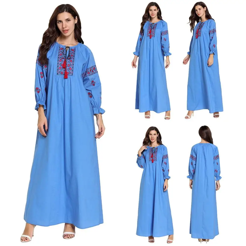 Новинка абайя кафтан Дубай длинное платье с вышивкой женское мусульманское