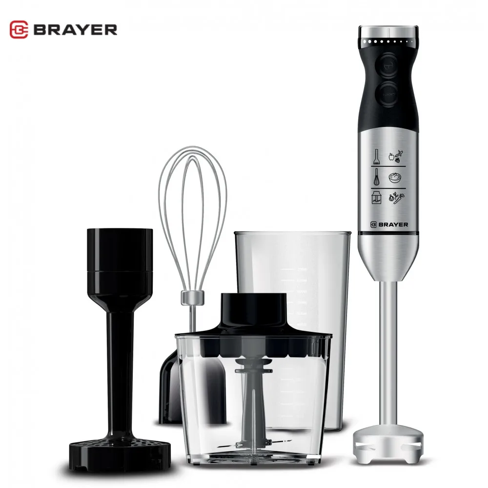 Блендер погружной BRAYER BR1244 (мощность 800 Вт 2 скорости насадка блендер измельчитель