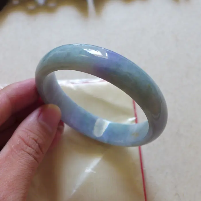 

58. Мм Сертифицированный натуральный Лавандовый зеленый нефритовый браслет класса А из нефрита 55-61 мм