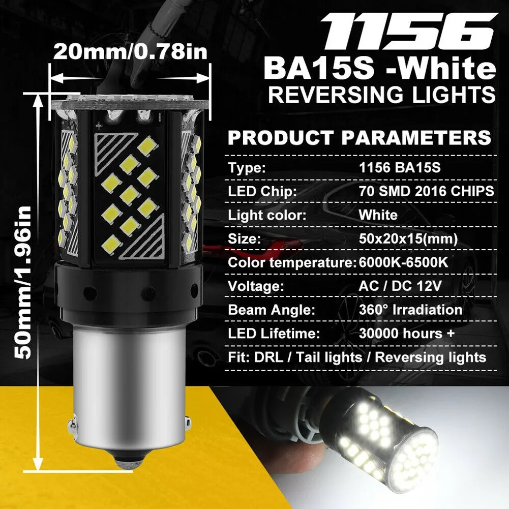 

2 шт., автомобильные светодиодсветодиодный лампы 23 Вт 1156 BA15S 70SMD 2016