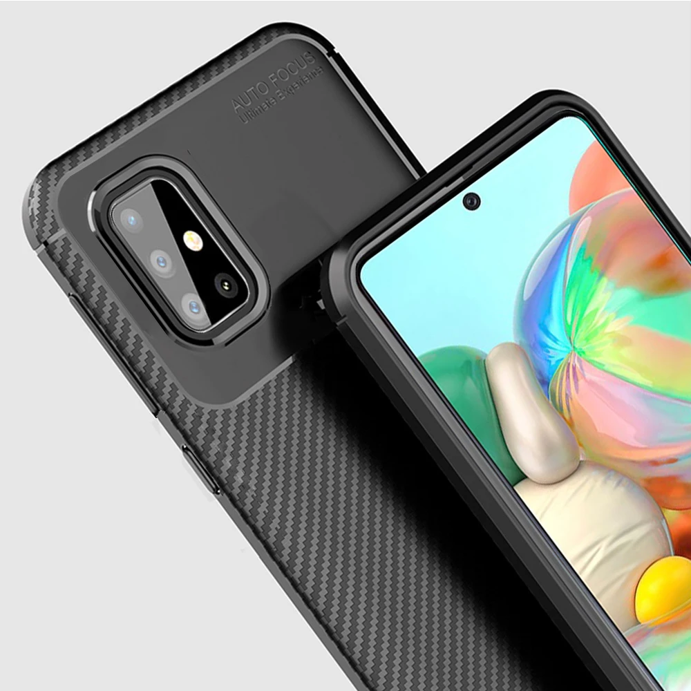 KEYSION ударопрочный чехол для Samsung Galaxy A51 A71 A01 A11 A21 A41 A81 A91 телефона из углеродного