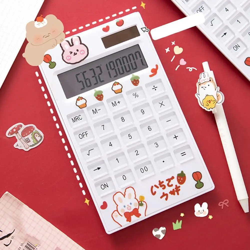 

Компьютер Kawaii, ультратонкий, портативный, с солнечной панелью, 12 цифр, цифровой кристаллический калькулятор, цифровая клавиатура, P L8a3