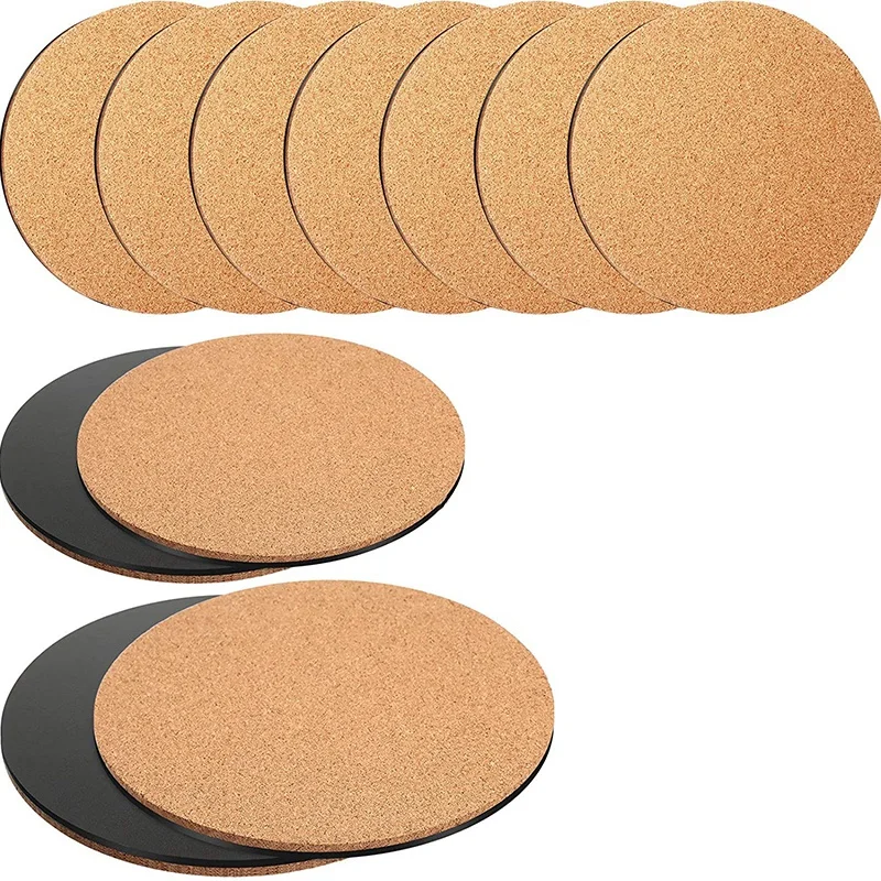 

10 Pieces Cork Plant Plastic Mat Round Absorbent Cork Mat Round Plate Pad Table Plant Cork Board Pads for Gardening