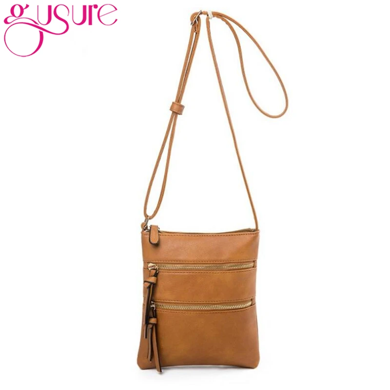Повседневные однотонные женские сумки-мессенджеры Gusure на ремне маленький
