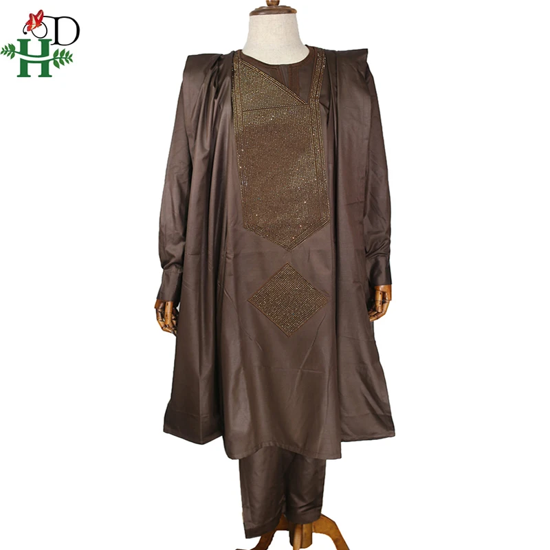 Мужская африканская одежда H &amp D 2021 топы и брюки 3 шт. костюм Agbada официальный наряд