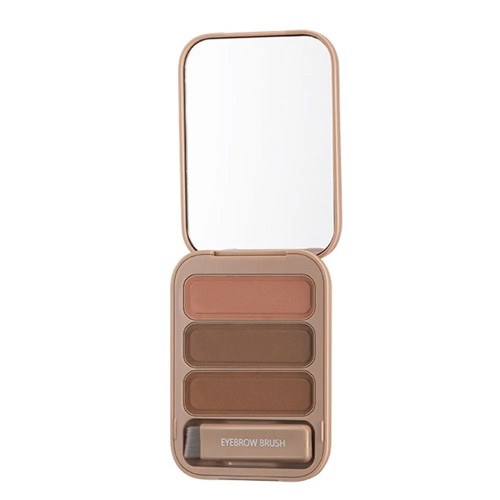 

3 Colors Multipurpose Fine High-pigmented Palette Long-wearing For Women 3D Eye Makeup Shaping With Mirror Brush Eyebrow Powder