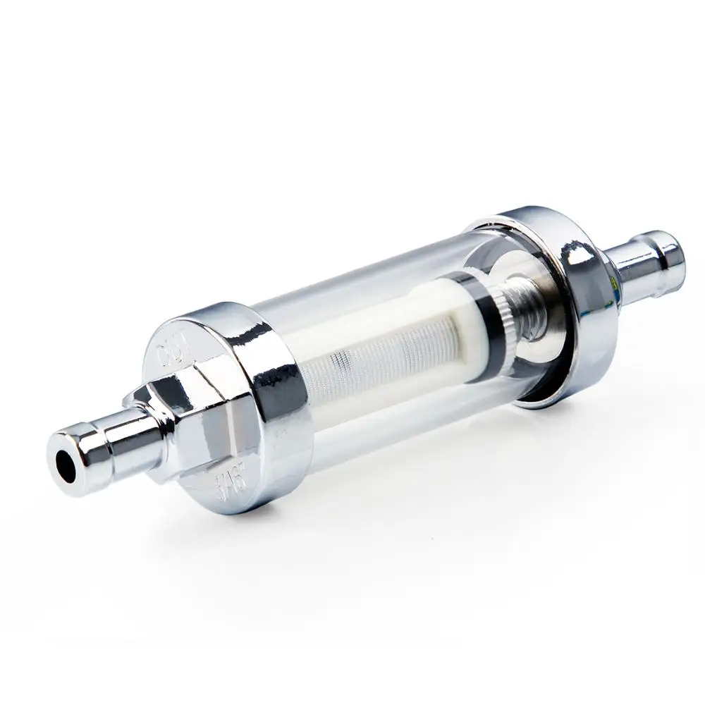 

Carbole 5/16" Universal Chrome Glass Clearview Fuel Filter Petrol Diesel Inline Reusable