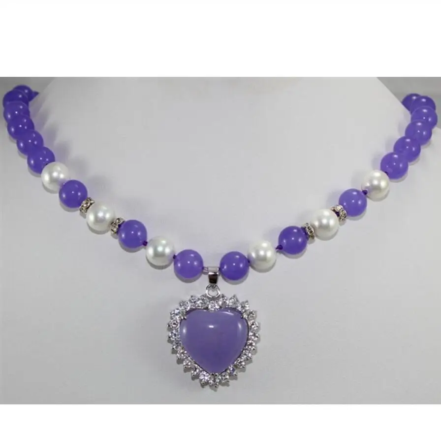 Бесплатная доставка ожерелье с подвеской в форме сердца из фиолетового нефрита