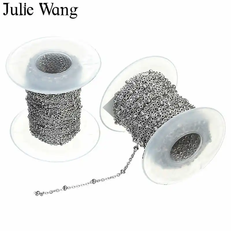 

Julie Wang 10 Yards/Roll 1.5/2mm Stainless Steel Cross O Chain With Circle Ring Necklace Chain Jewelry Making Finding Accessory