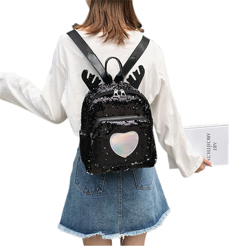 Женский мини-рюкзак с блестками в виде единорога для девочек школьный рюкзак
