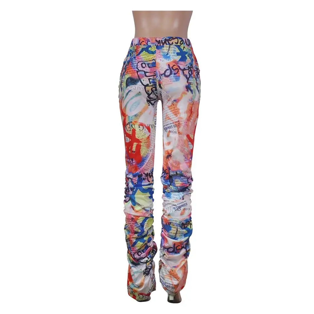 

Женские плиссированные брюки Wjustforu, повседневные расклешенные брюки на шнуровке со средней талией и буквенным принтом, уличные штаны для ле...