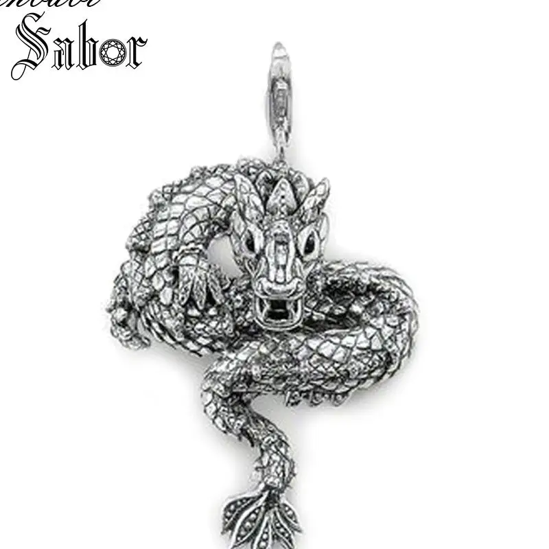 Подвеска в виде дракона азиатского черного и серебряного цвета для женщин мужчин
