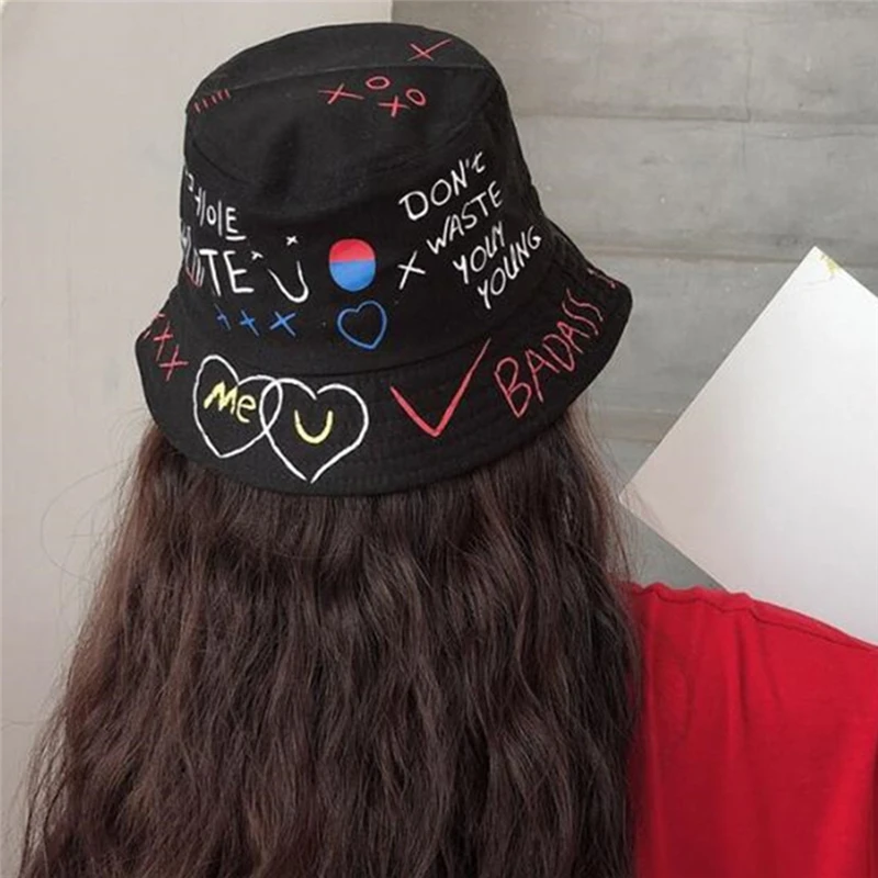 Унисекс 2020 Новая мода Корейская летняя шляпа уличная личность граффити Рыбак
